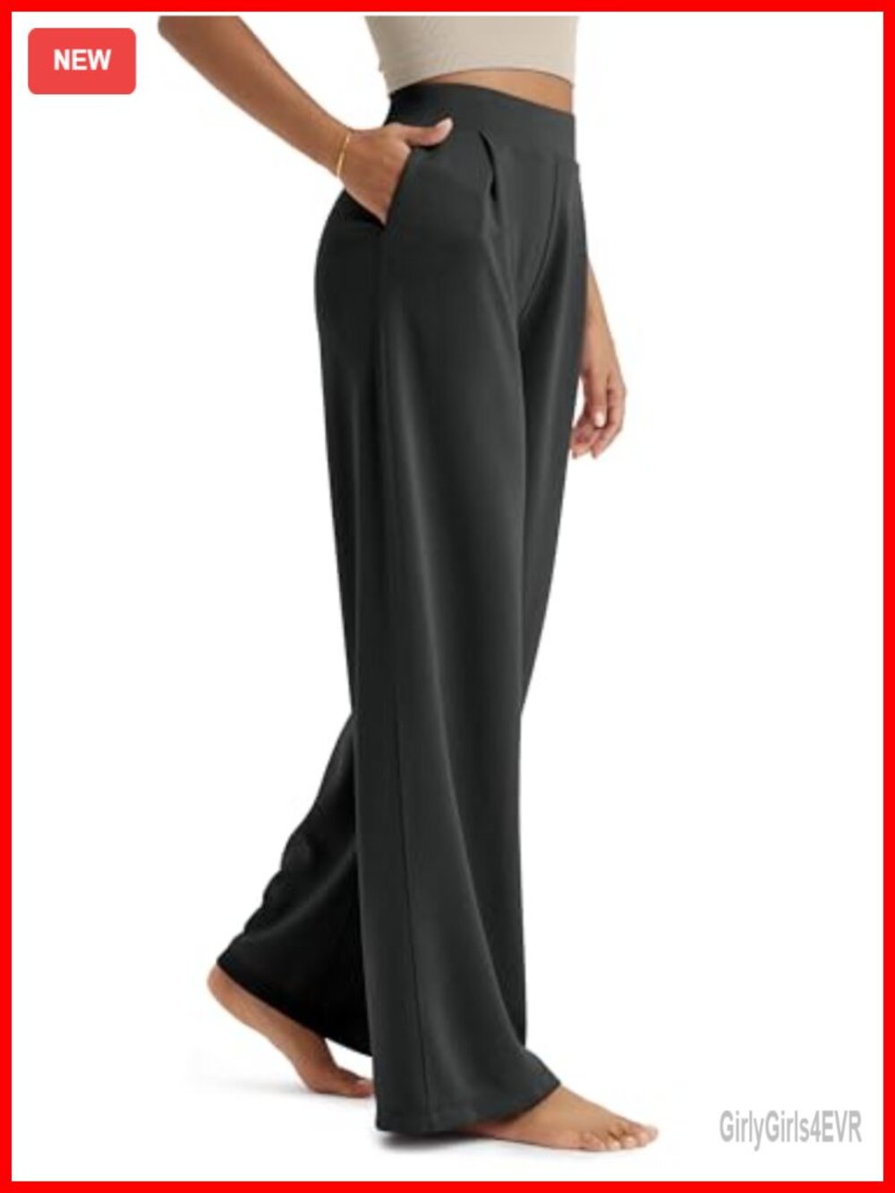 Modal Soft Wide Leg Pants High Waist Casual with Pockets